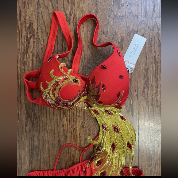ROYAL SMEELA Belly Dance Dress Costume Dancer Red Gold size S/M NEW w/ Defect - Picture 10 of 15